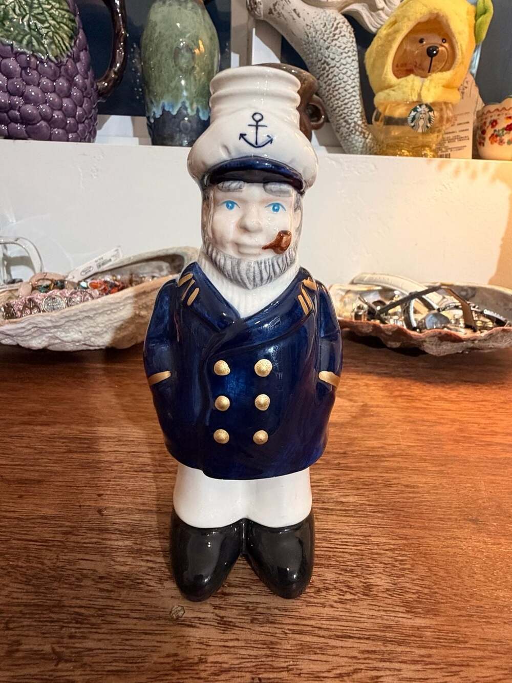 VTG Ceramic Sea Captain Sailor Decanter/Bottle/Mini Vase Home Kitchen Decor